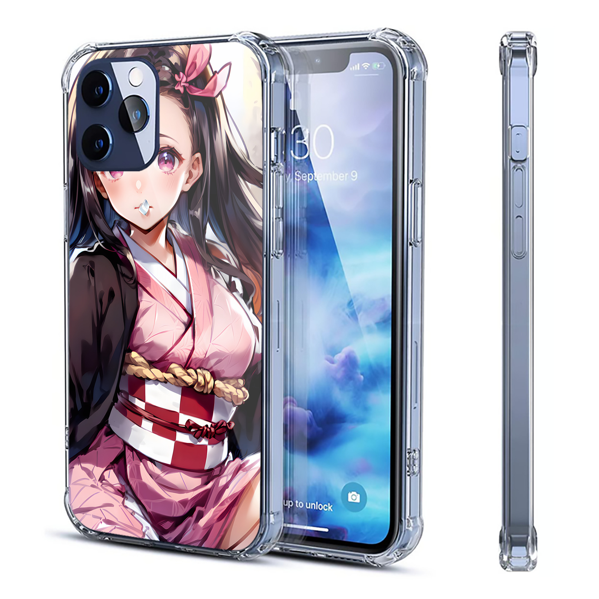 （画像用） 鬼滅の刃（きめつのやいば）竈門 禰󠄀豆子／かまど ねずこ Kamado Nezuko 【iPhone 12シリーズ対応】透明スマホケース（クリアソフトケース）